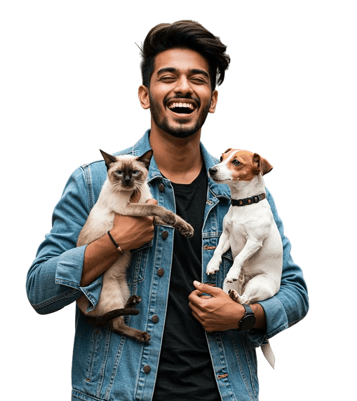 Pet groomer working with a dog