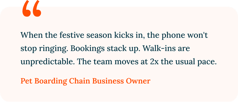 When the festive season kicks in, the phone won't  stop ringing. Bookings stack up. Walk-ins are unpredictable. The team moves at 2x the usual pace. 