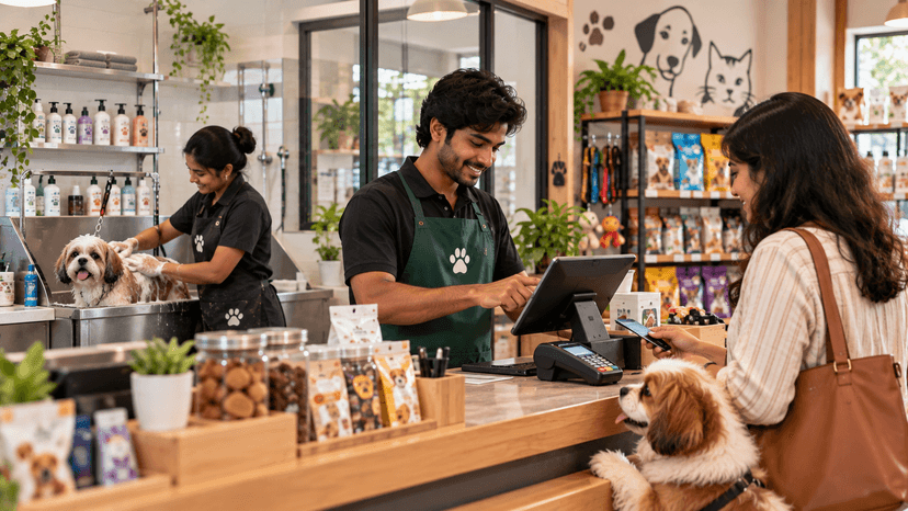 Modern Pet Grooming Shop Checkout