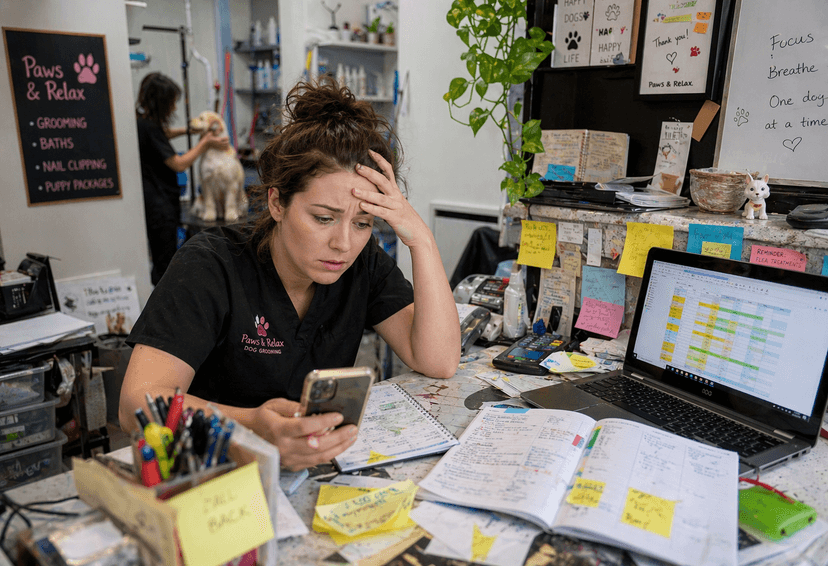 frustrated European pet buesiness owner