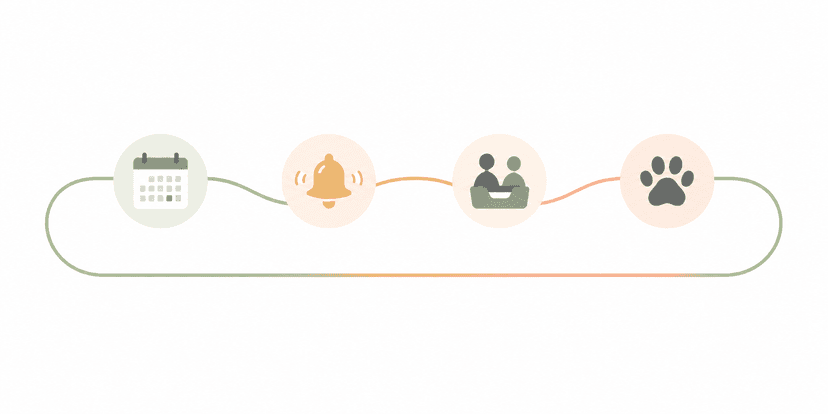 reminder workflow Whatsapp business interation from happy pet tech